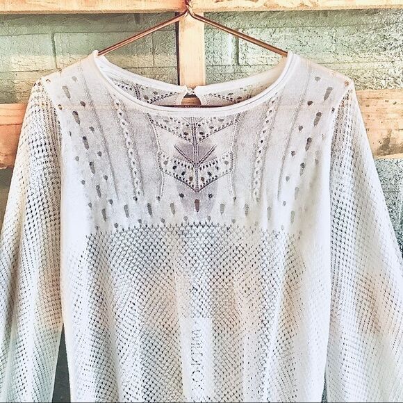 Wildfox Boho Crochet Tunic Bell Sleeve Sweater - Picture 3 of 6